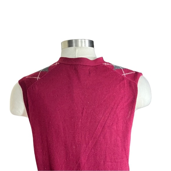 Club Room Estate Merino Wool Men Red White Argyle Sleeveless Sweater Vest Sz XL - Picture 5 of 14